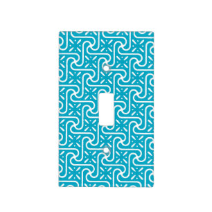 Egyptian tile pattern, turquoise and white light switch cover