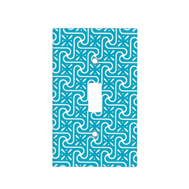 Egyptian tile pattern, turquoise and white light switch cover (Front)
