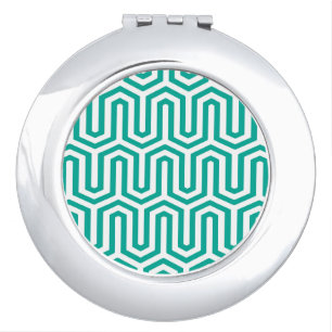 Egyptian tile pattern, turquoise and white mirror for makeup