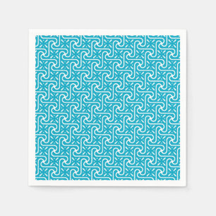 Egyptian tile pattern, turquoise and white paper napkins