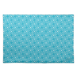 Egyptian tile pattern, turquoise and white placemat