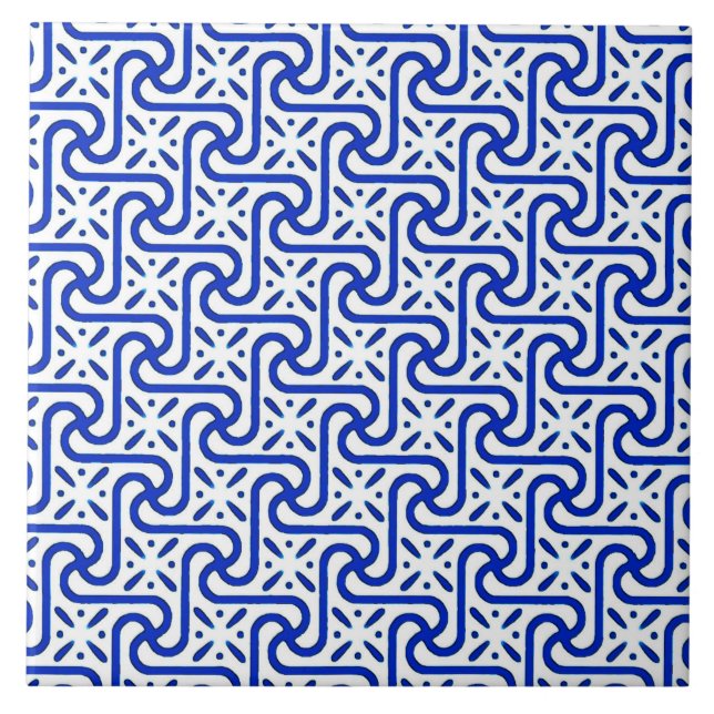 Egyptian tile pattern, white and cobalt blue (Front)