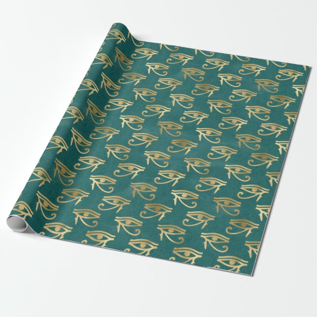 egyptian traditional ethnic golden horus eye patte wrapping paper (Unrolled)