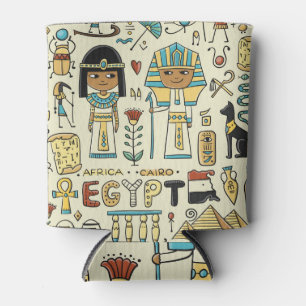 Egyptian travel theme, seamless design pattern. can cooler