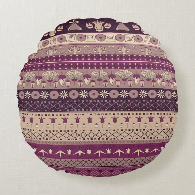Egyptian Tribal: Ancient Seamless Round Pillow (Front)