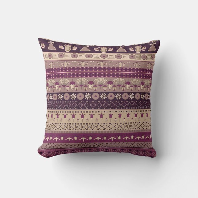 Egyptian Tribal: Ancient Seamless Throw Pillow (Front)