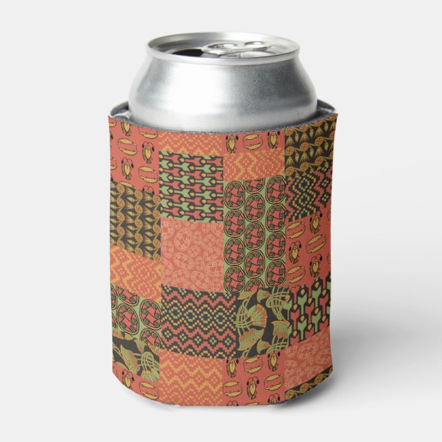 Egyptian Tribal Faux Patchwork Can Cooler (Can Front)