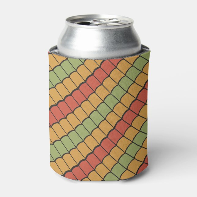 Egyptian Tribal Feathers Red Yellow Can Cooler (Can Front)