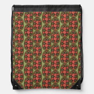 Egyptian Tribal Shield, Green Drawstring Backpack