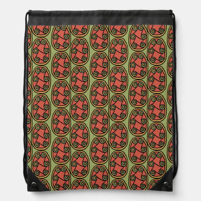 Egyptian Tribal Shield, Green Drawstring Backpack (Front)