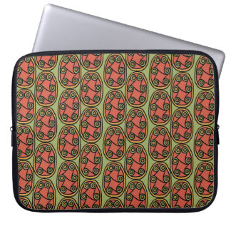 Egyptian Tribal Shield on Green Laptop Sleeve