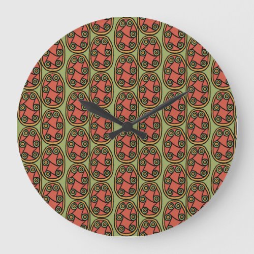 Egyptian Tribal Shield on Green Round Wall Clock