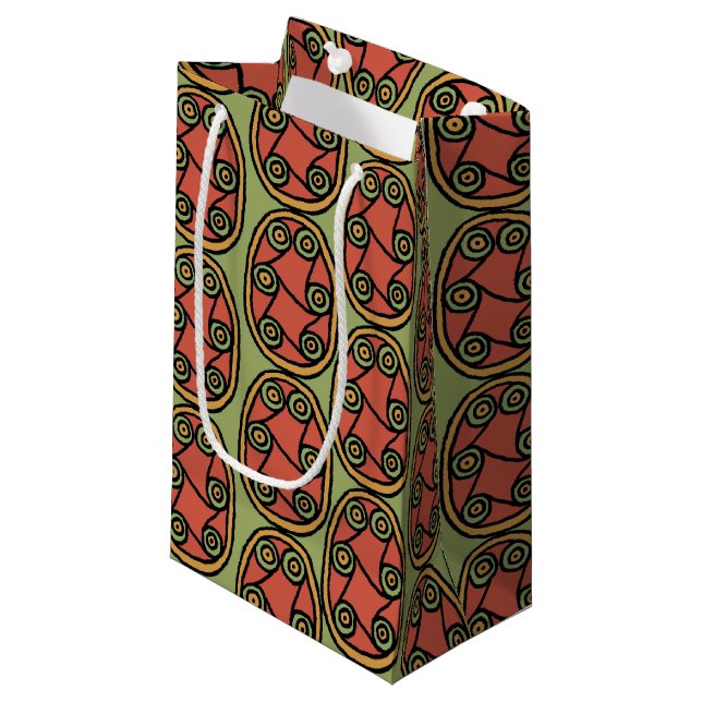 Egyptian Tribal Shield on Green Small Gift Bag (Front Angled)