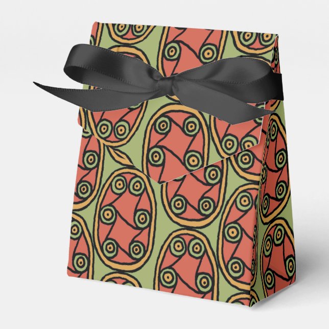 Egyptian Tribal Shield on Green Tent Favor Bag Boxes (Front Side)