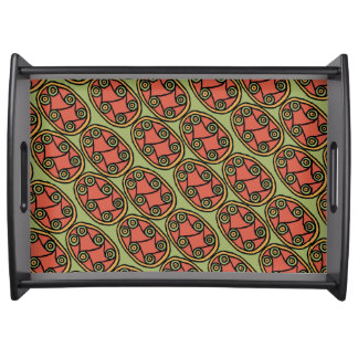 Egyptian Tribal Shield Pattern, Green Serving Tray