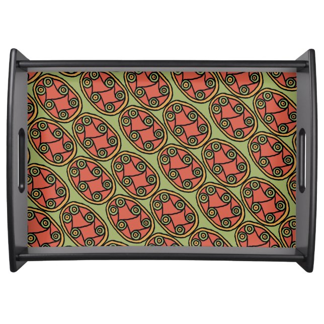 Egyptian Tribal Shield Pattern, Green Serving Tray (Front)