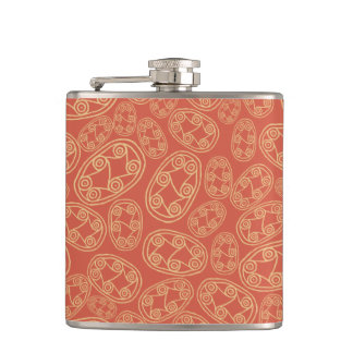 Egyptian Tribal Shields Cream Rusty Red Ethnic Flask