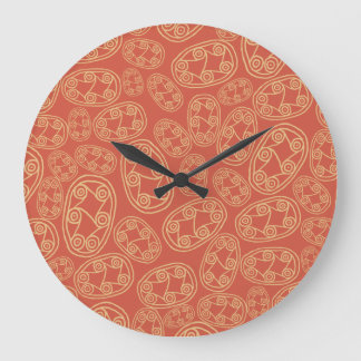 Egyptian Tribal Shields on Red Wall Clock