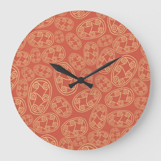 Egyptian Tribal Shields on Red Wall Clock (Front)