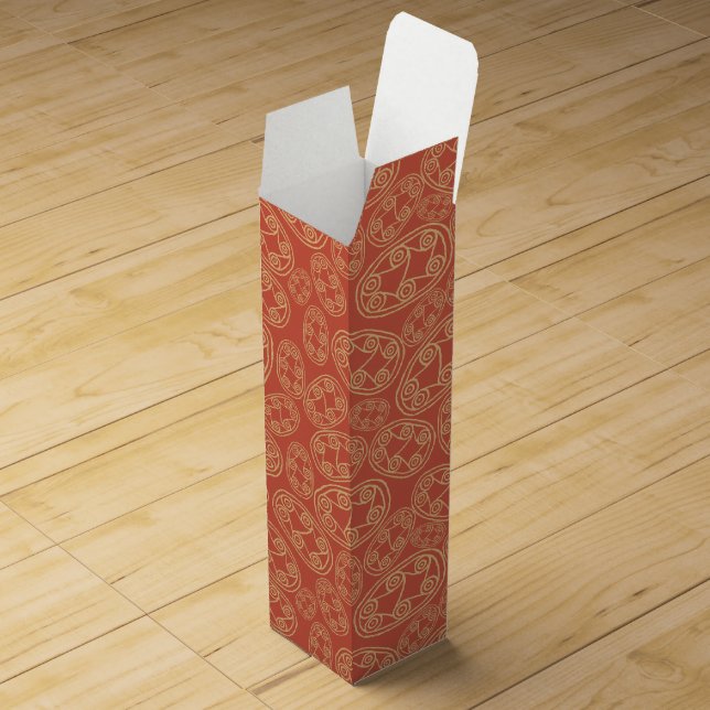 Egyptian Tribal Shields on Red Wine Gift Box (Opened)