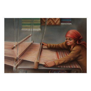 Egyptian Village Woman Carpet Weaver Traditional Poster