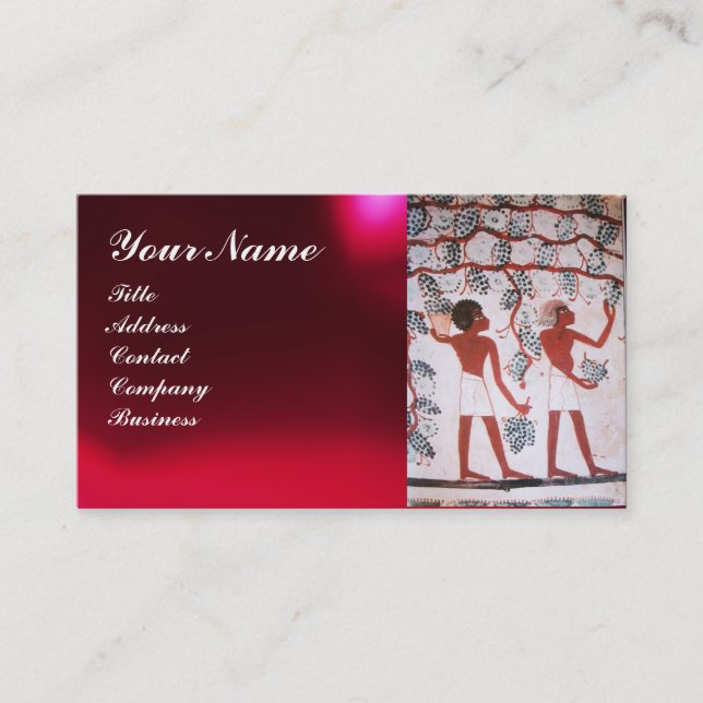 EGYPTIAN VINEYARD WINE GRAPE HARVEST ,RED WAX SEAL BUSINESS CARD (Front)