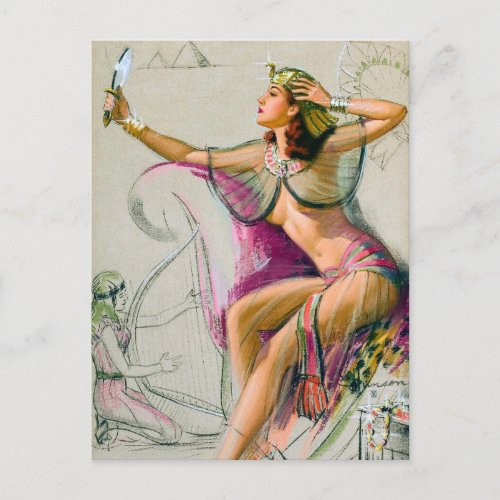 Egyptian  Vintage pin up girl postcard