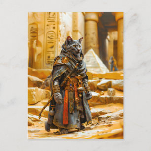 Egyptian Warrior Cat in Royal Armor Postcard