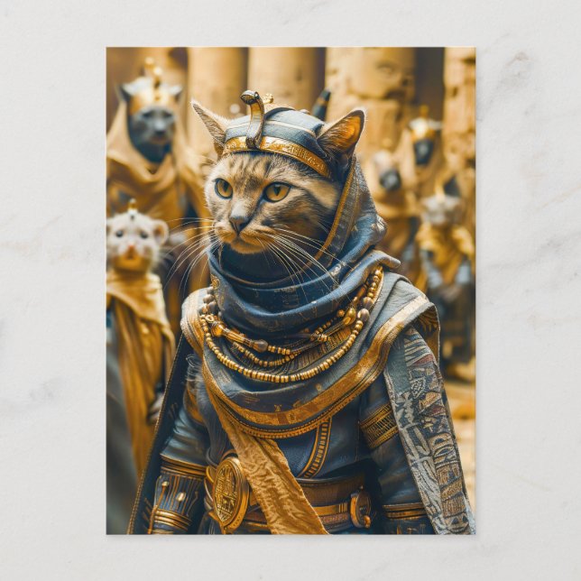 Egyptian Warrior Cat in Royal Armor Postcard (Front)