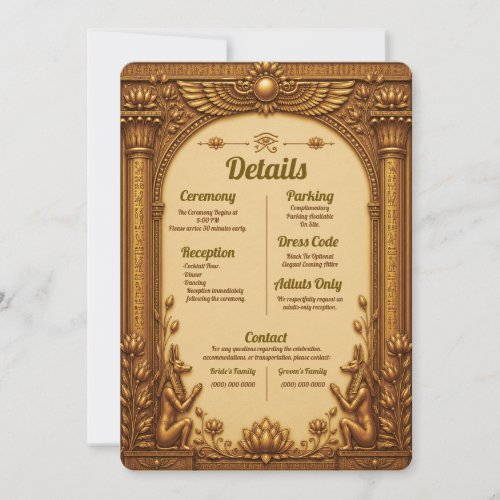 Egyptian Wedding Details Card Template