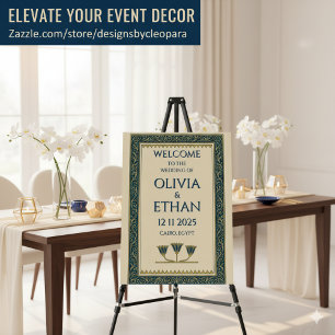 Egyptian Wedding Navy Gold Lotus Welcome Foam Board