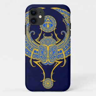 Egyptian Winged Scarab, Blue iPhone 11 Case