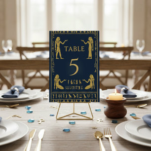 Egyptian Winged Sun & Hieroglyphs – Editable Table Number