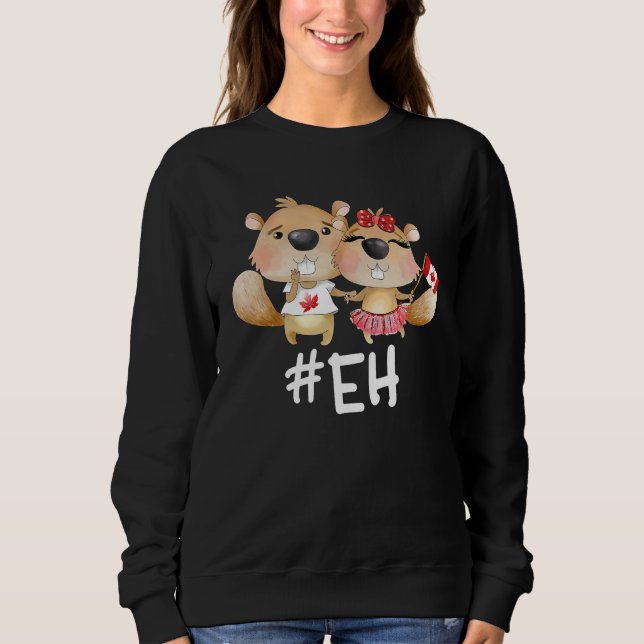 Eh Cute Beaver Happy Canada Day Maple Leaf For Kid Sweatshirt (Front)