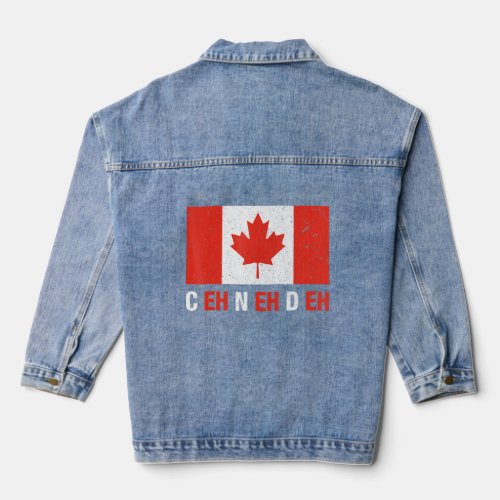 Eh Funny Canadian Vintage Maple Leaf Canada Flag  Denim Jacket
