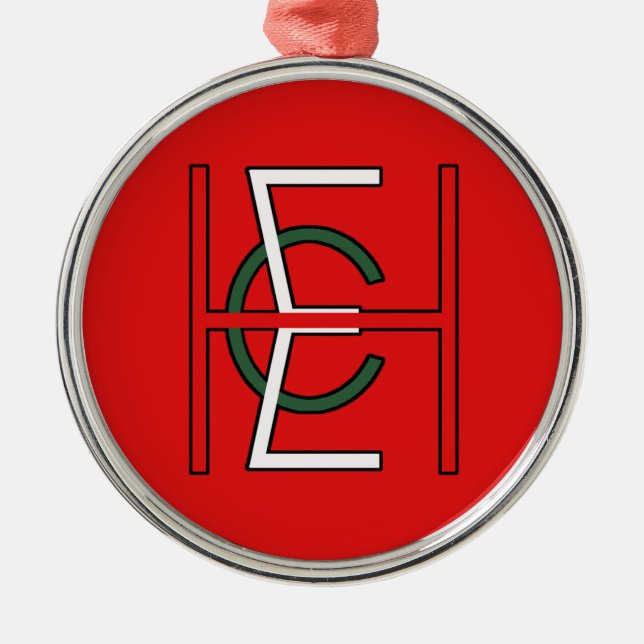 EHC Logo Upright Red Metal Ornament (Front)