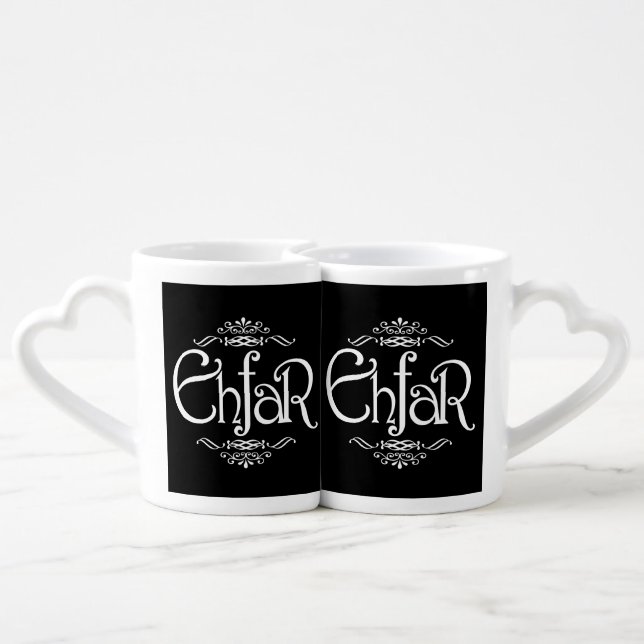 EHFAR - White Text on Black Background Coffee Mug Set (Back Nesting)