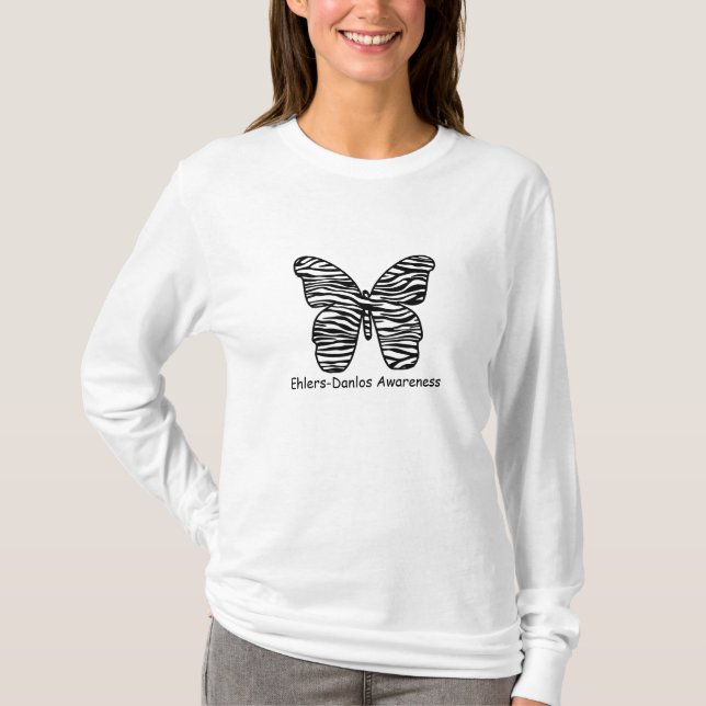 Ehlers Danlos Awareness Zebra Butterfly Shirt (Front)