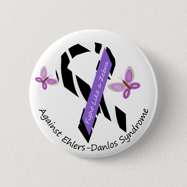 Ehlers-Danlos EDS Fight Like A Zebra Pinback Button (Front)
