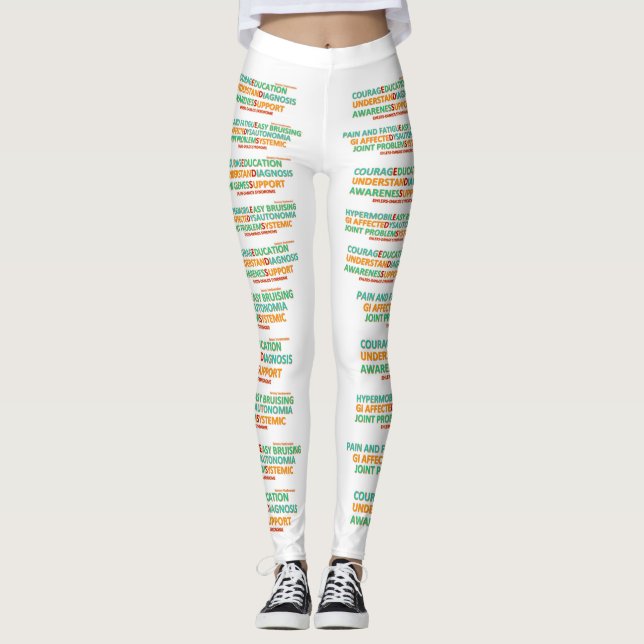 Ehlers Danlos symptom & inspiring words leggings (Front)