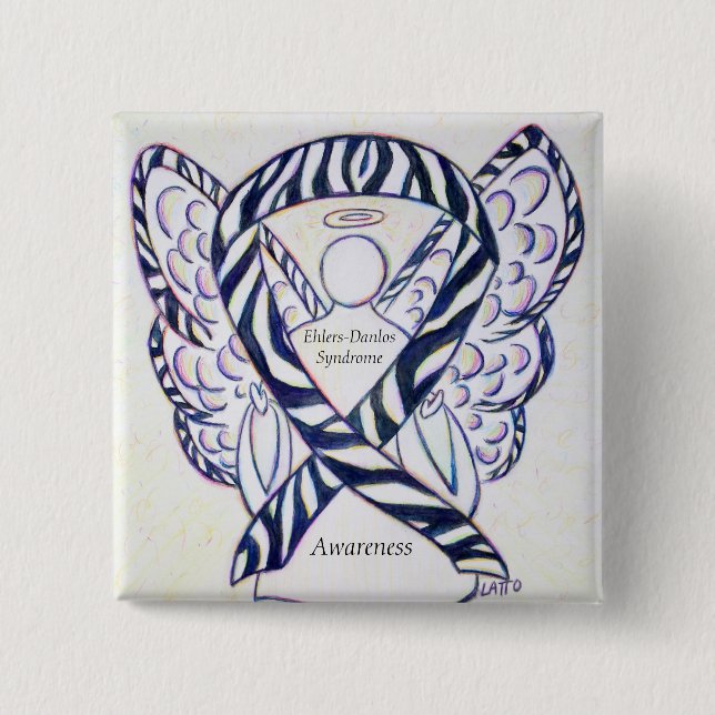 Ehlers-Danlos Syndrome Awareness Ribbon Zebra Pins (Front)