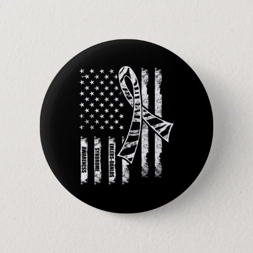 Ehlers Danlos Syndrome Awareness Usa Flag Warrior  Button