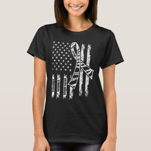 Ehlers Danlos Syndrome Awareness Usa Flag Warrior  T_Shirt