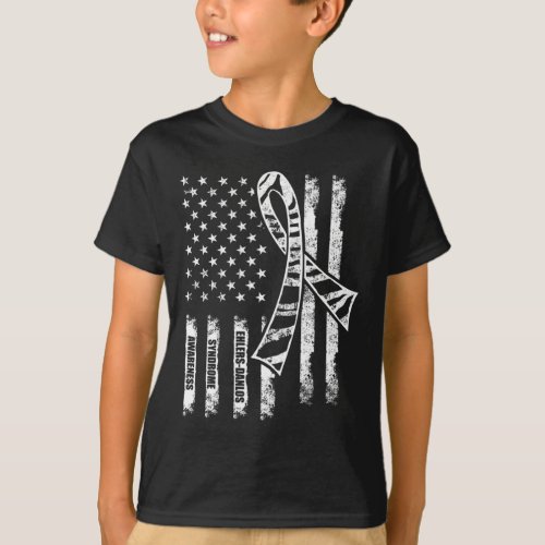 Ehlers Danlos Syndrome Awareness Usa Flag Warrior  T_Shirt