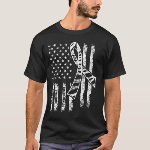 Ehlers Danlos Syndrome Awareness Usa Flag Warrior  T_Shirt