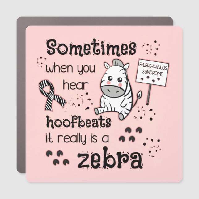 Ehlers-Danlos Syndrome Zebra Awareness Car Magnet (Front)