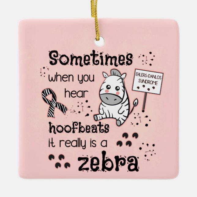 Ehlers-Danlos Syndrome Zebra Awareness Ceramic Ornament (Front)
