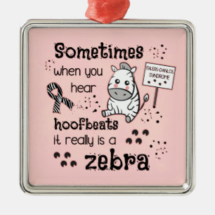 Ehlers-Danlos Syndrome Zebra Awareness Metal Ornament