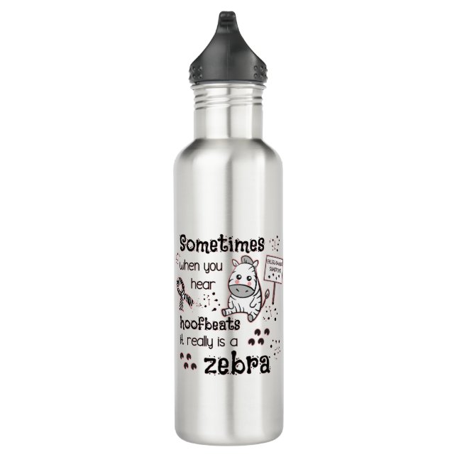 Ehlers-Danlos Syndrome Zebra Awareness Stainless Steel Water Bottle (Right)