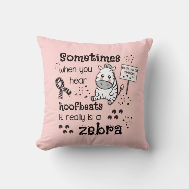 Ehlers-Danlos Syndrome Zebra Awareness Throw Pillow (Front)